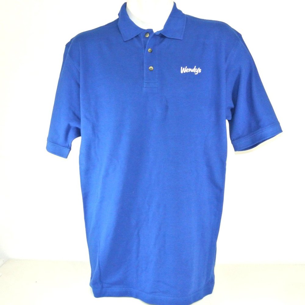 WENDY'S Hamburgers Employee Uniform Polo Shirt Blue NEW Size S Small